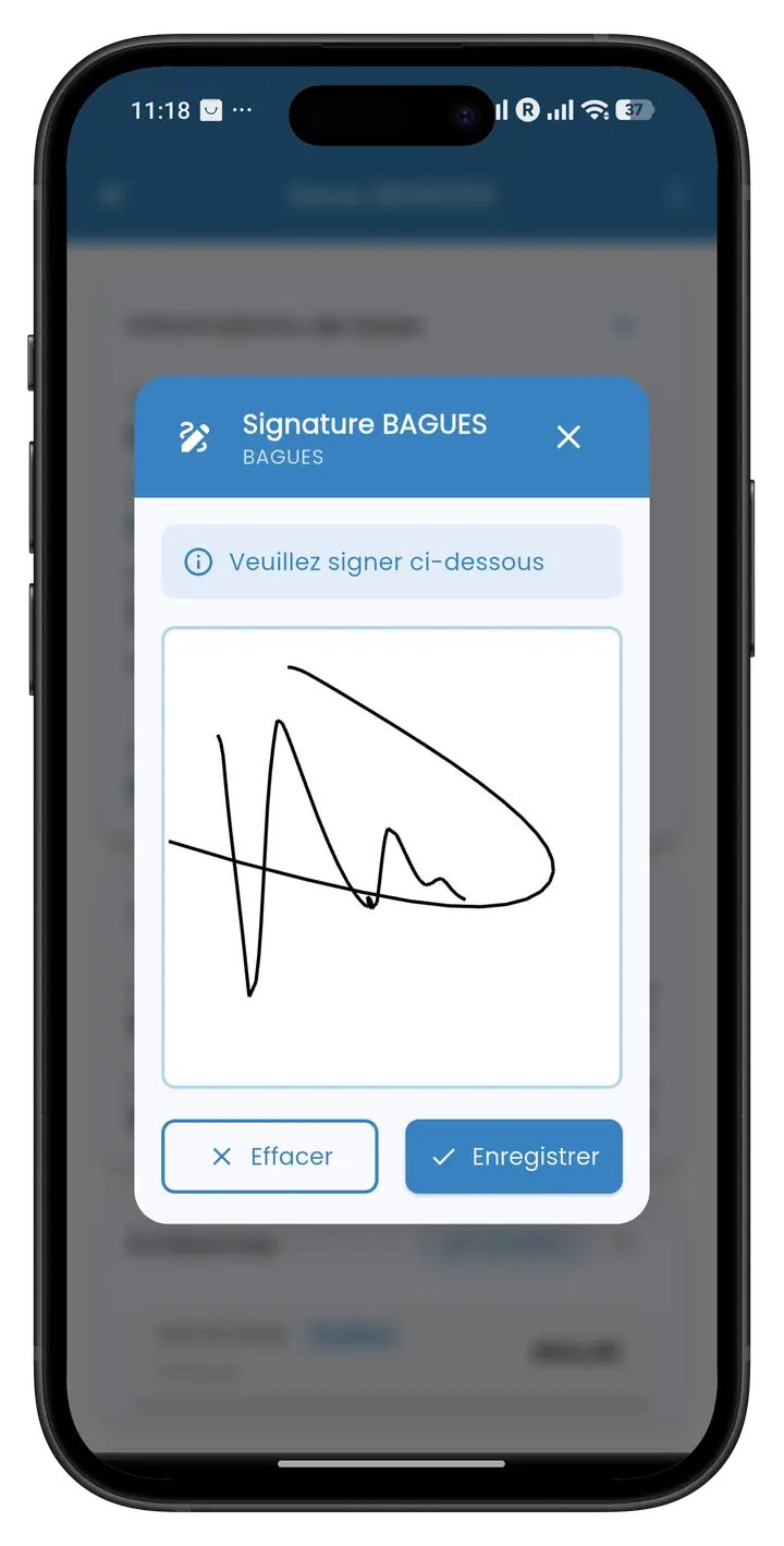 Capture APIMobiz - Signature électronique